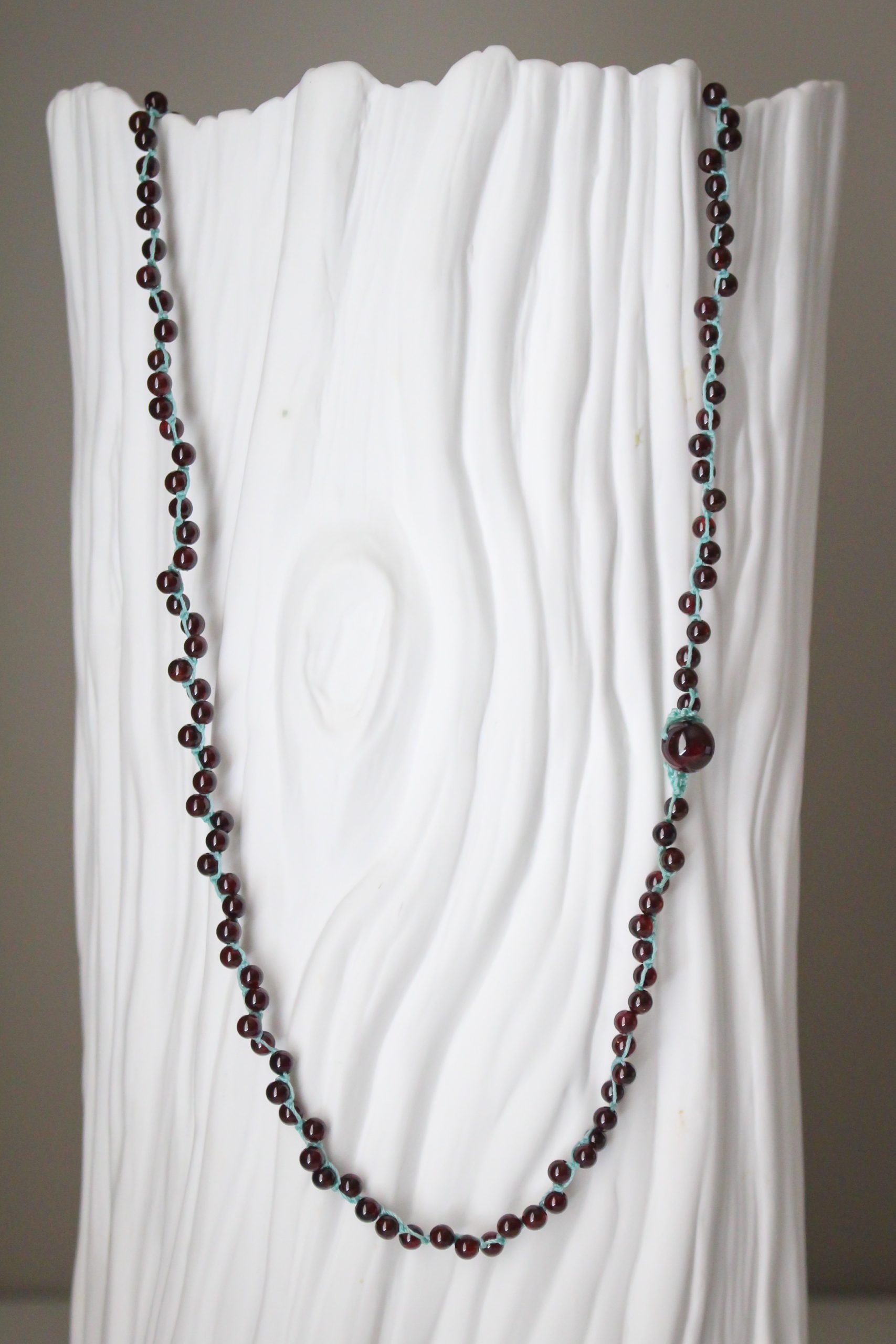 Garnet Round Beaded Necklace